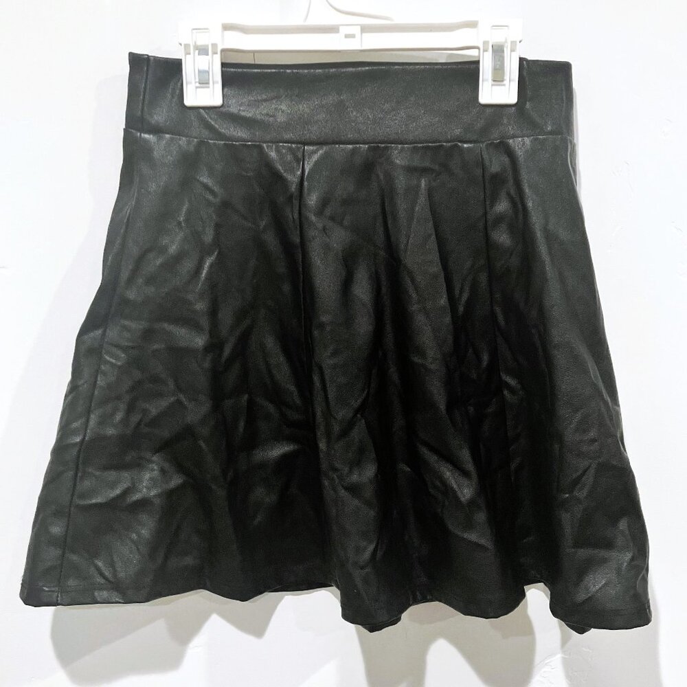Black Pleather Midi Skirt